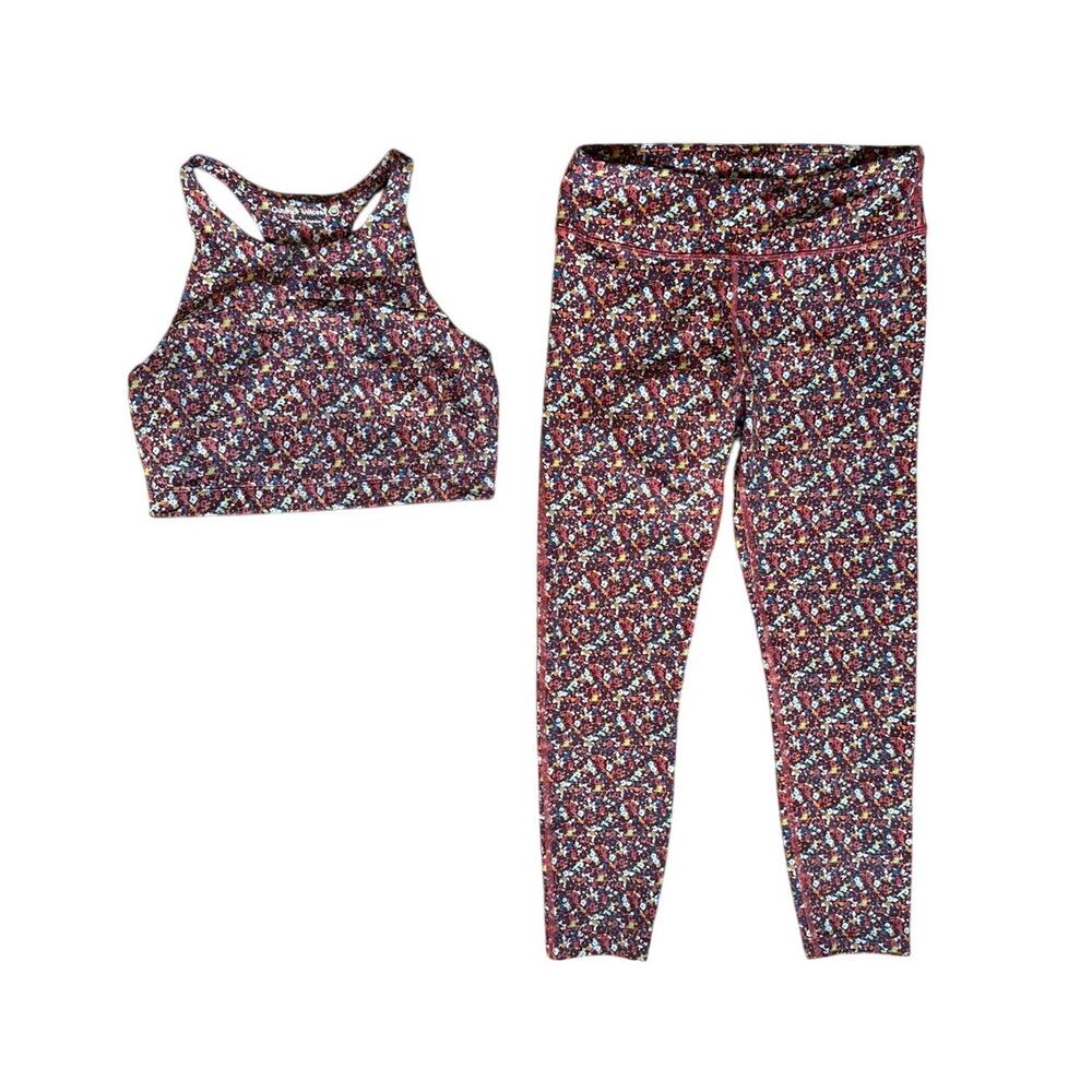 Outdoor Voices TechSweat Bra & Leggings Set in Paprika Bloom Floral Size Medium